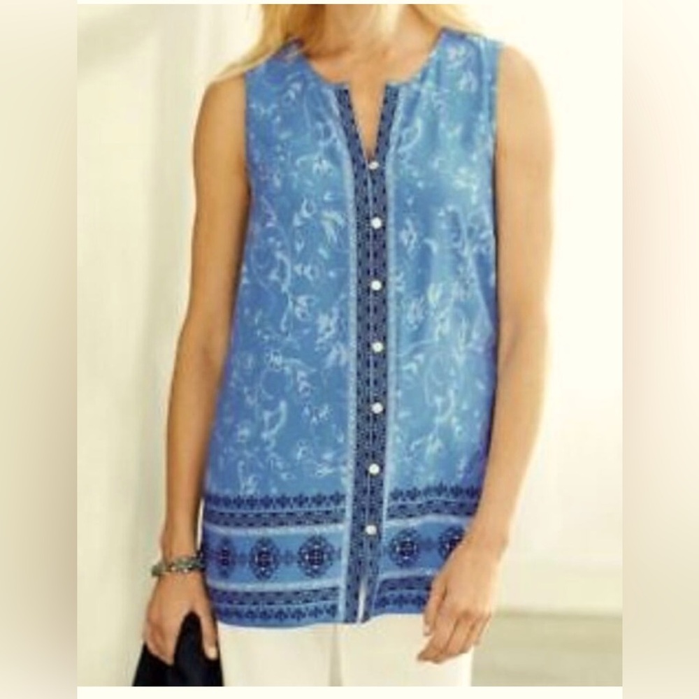 J. Jill Women’s Button Front V-neck Blouse.